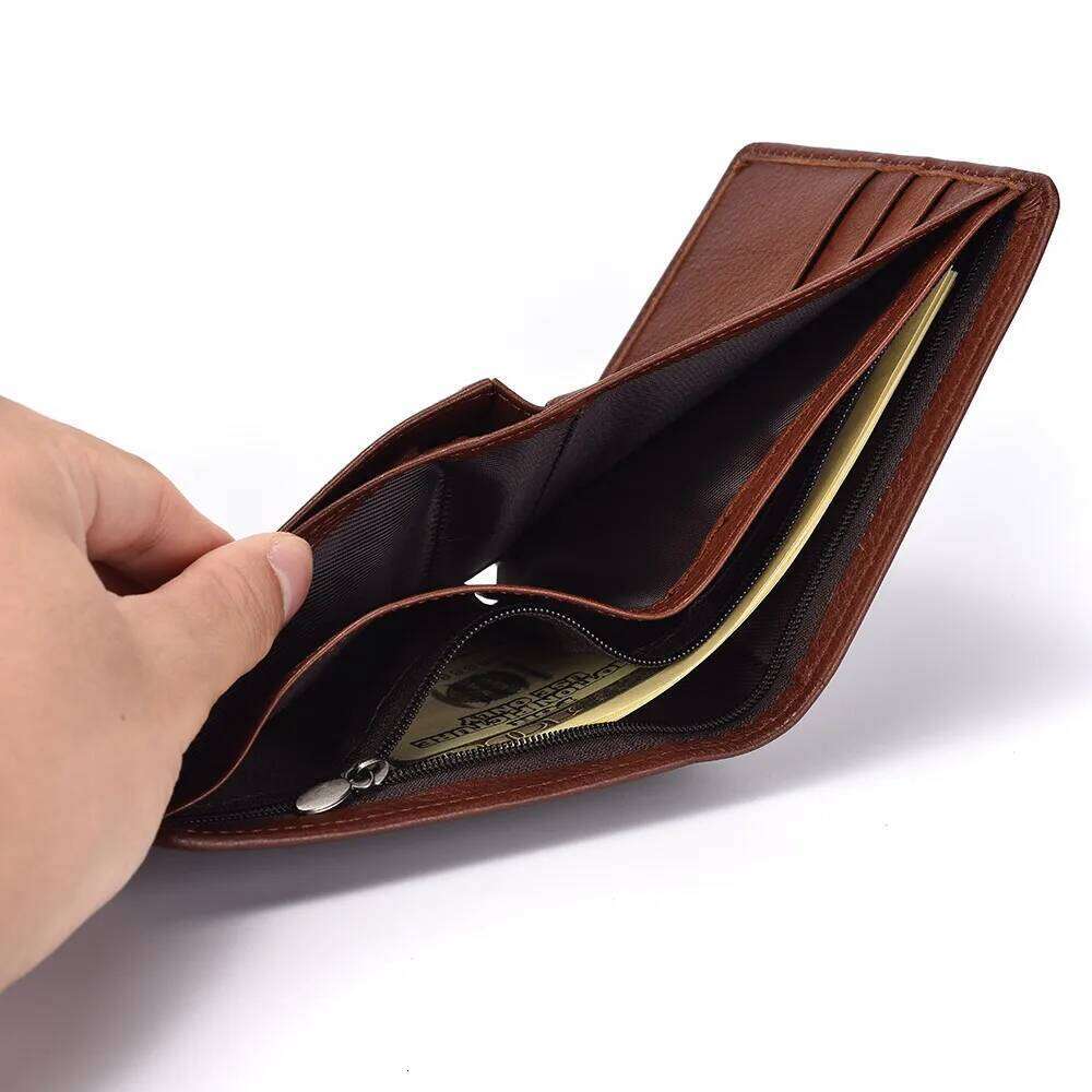 Classic Style Genuine Leather Men's Short Fashion High-Quality Coin Holder Card Carrier Wallet C260304