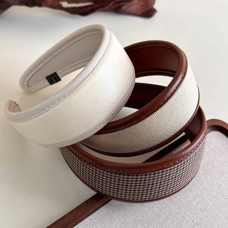 Retro Leather Headband for Women 2025 French Style Wide Hair Hoop Hairbands Female Headwear Hair Band Hair Accessories Headdress H260304 - view 6