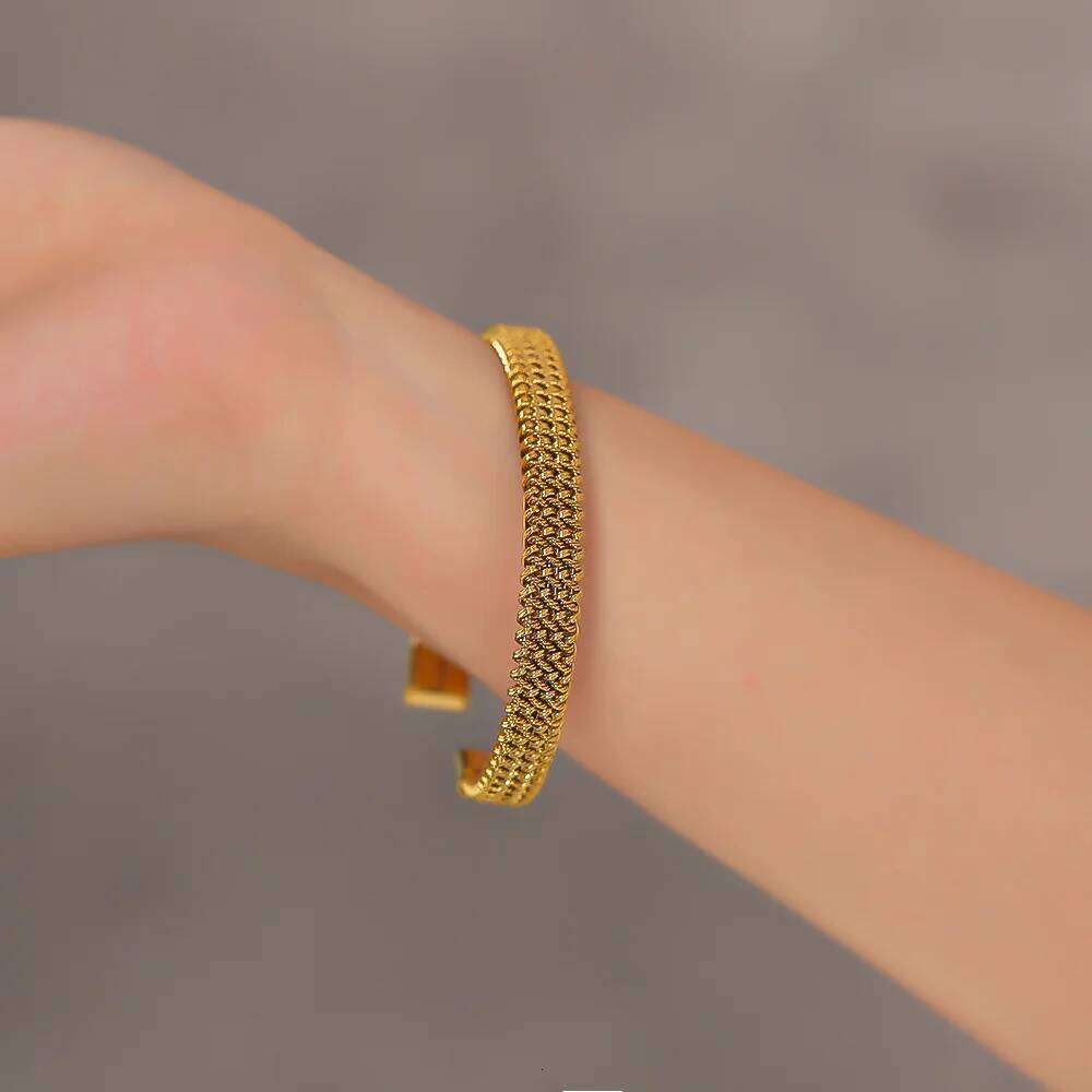 Women's Stainless Steel Elastic Woven Bangle Non Fading, Personalized Open-ended Bracelet, Birthday Party Gift XJ260303