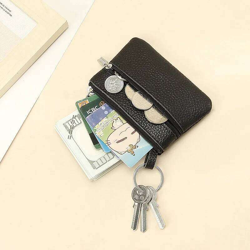 New Cow Leather Men's Women's Casual Coin Purse Headphone Storage Mini Bag Wallet For Man And Woman C260304