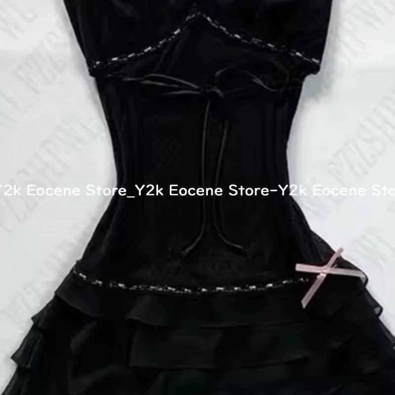 Harajuku Solid Lace Sweet Girly Dresses Elegant Strap Short Sleeve Suspenders Waist Dress Japanese Kawaii Bow Patchwork Clothes M260304