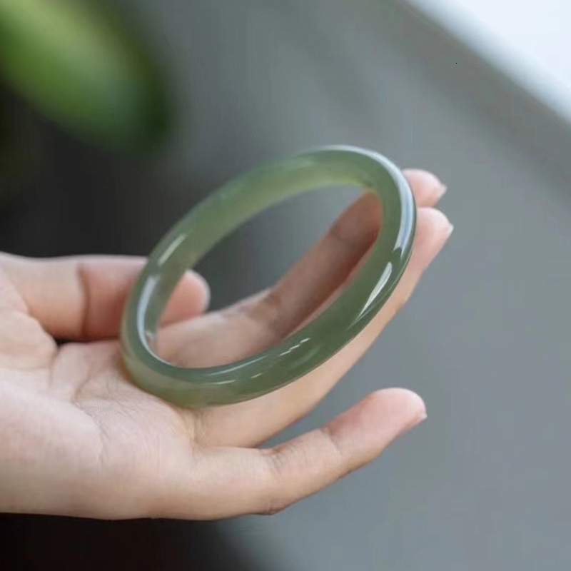 Natural Original Ecological Pattern Fine Myanmar Emerald Green Bangle 54mm-64mm Womens Jade Bracelet Send Girlfriend Send Mom 250318