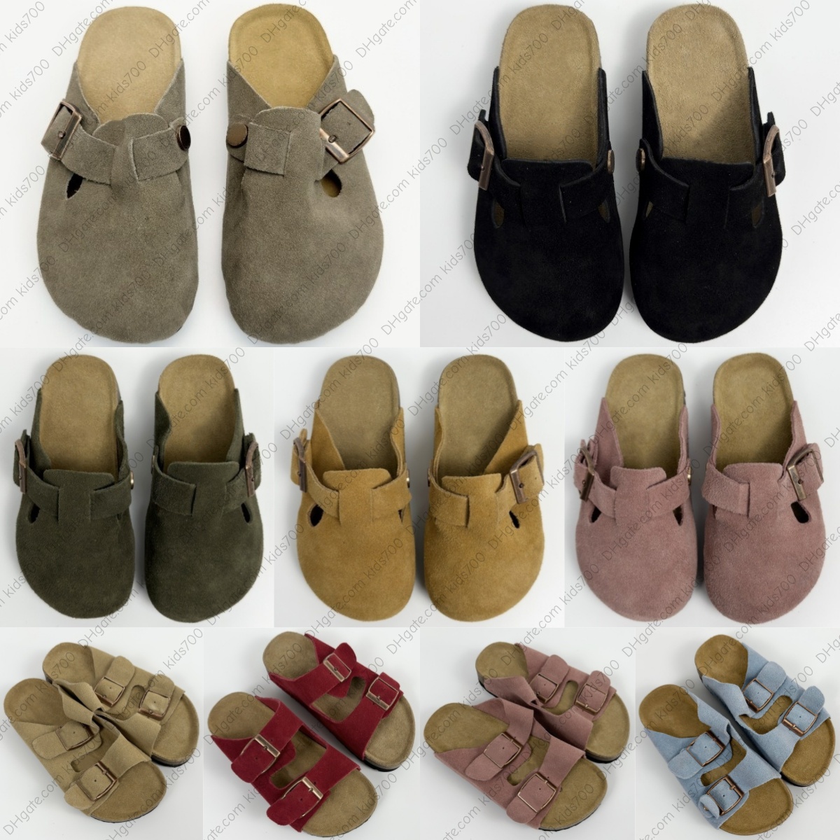 Kids Sandals Leather Crok Scrapes Flat Sole Slides Slippers Boys Girls Casual Outdoor Shoes Children Youth Clogs Sandal Kid Toddler Summer Non-slip Sl