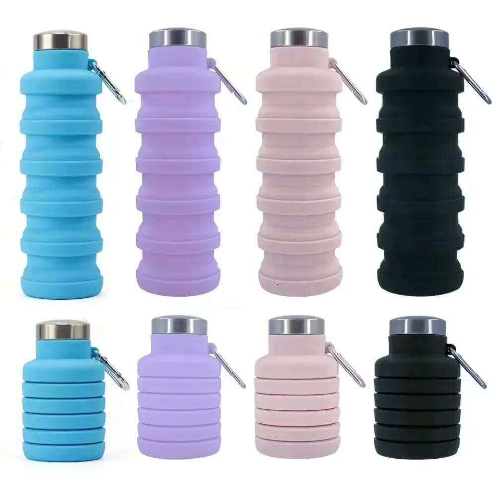 New Portable Silicone Water Retractable Folding Coffee Bottle Cups Outdoor Travel Tools Collapsible Sport Bottles S260303
