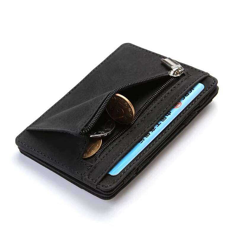 Quality PU Leather Mini Men Holder Wallets Zipper Coin Pocket Slim Magic Male Wallet Credit Bank Card Case Small Man Purses C260304