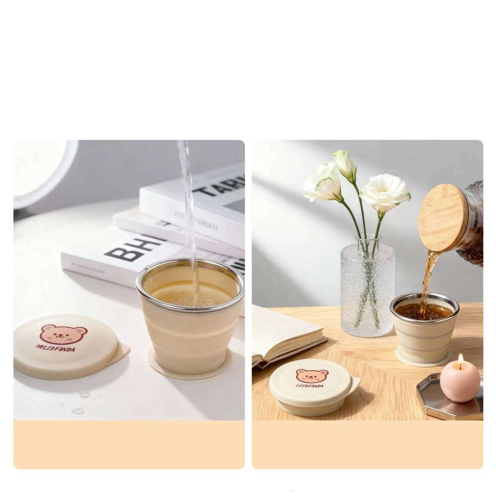 160ML Portable Retractable Folding Drinking Cup With Lid Mini Silicone Collapsible Cups Heat-Resistant Outdoor Travel Coffee Mug S260303