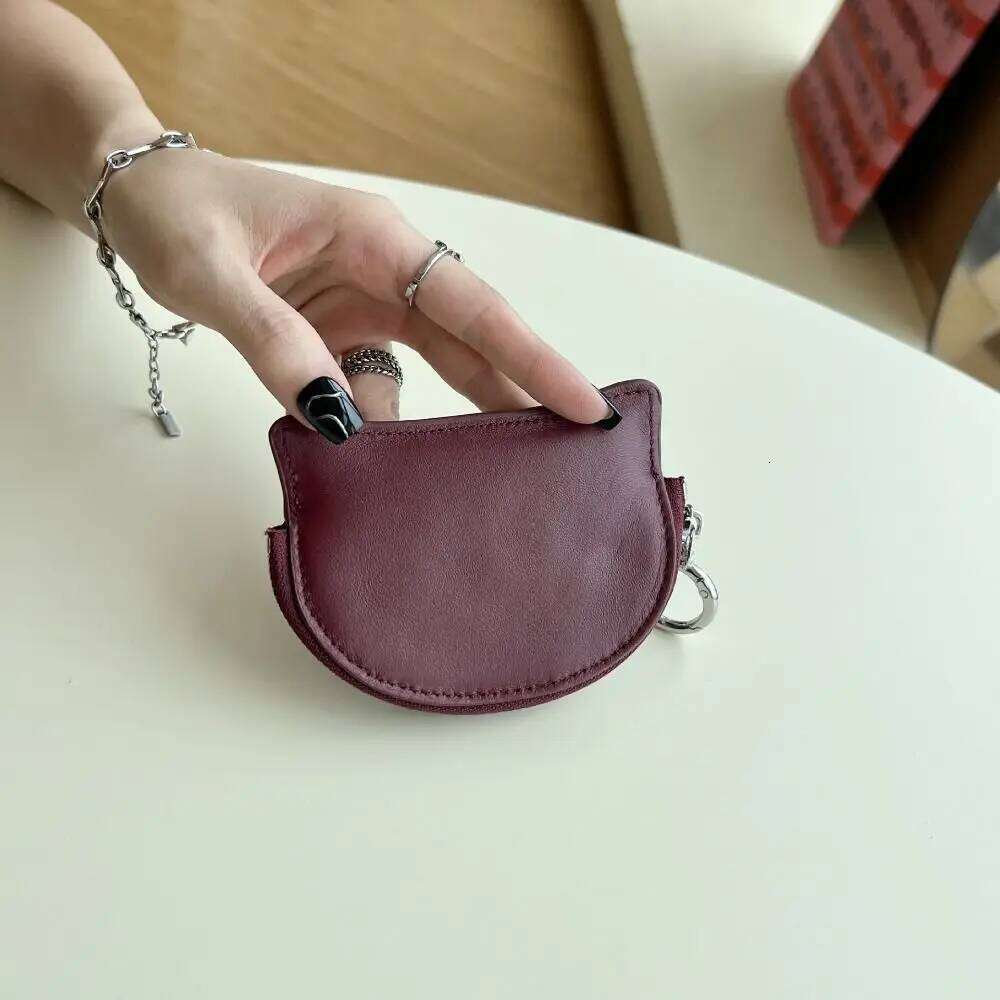 Fashion Cute Cat Small Change Portable Large Capacity Sheepskin Coin Purse Leather Compact Girls Short Wallet Gifts C260304