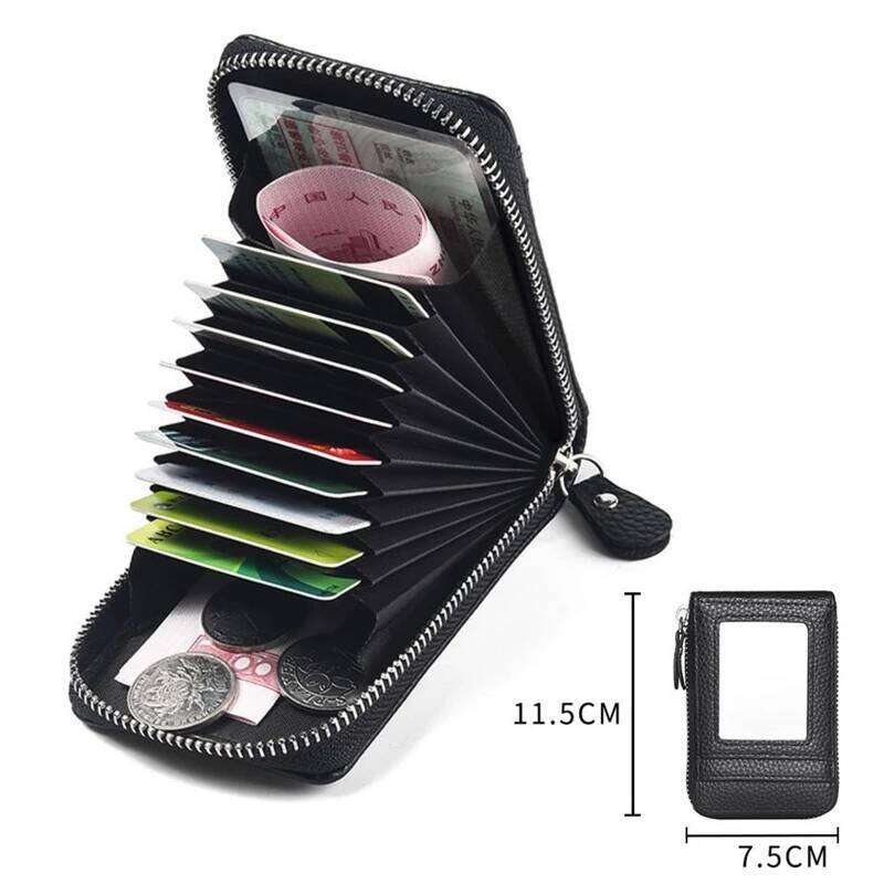 PU Credit Multi Slot Holder Short Bank Cover Business Card Clip Zipper Vertical Handheld Bag for Women's Men' C260304