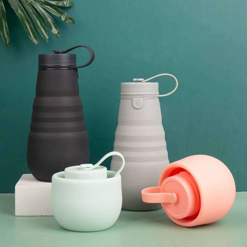 1Pc 20oz / 592ml Collapsible Bottle,Leak-Proof Reusable Silicone Travel Cup,Outdoor Hiking Water Cup S260303