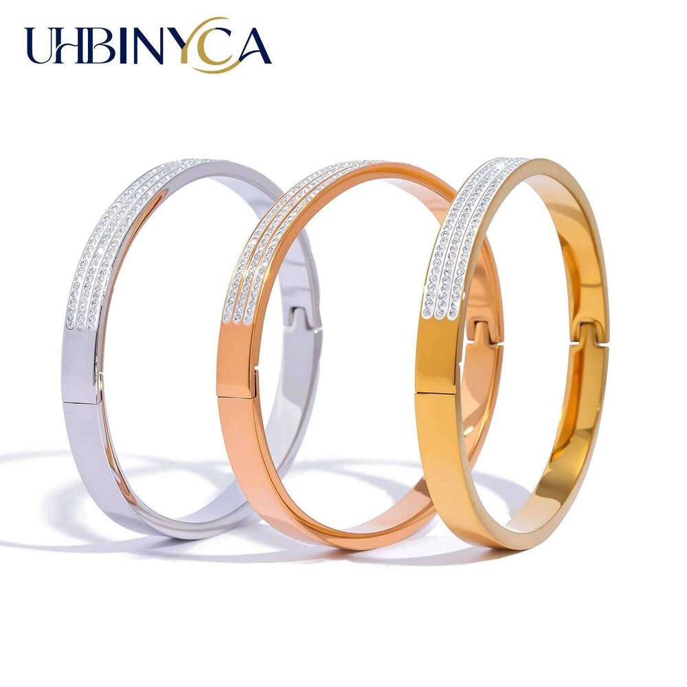 Sparkling Cubic Zirconia Bracelet for Women 18K Gold Plated Polished Stainless Steel Luxury Fashion Jewelry Valentine's Day Gift XJ260303