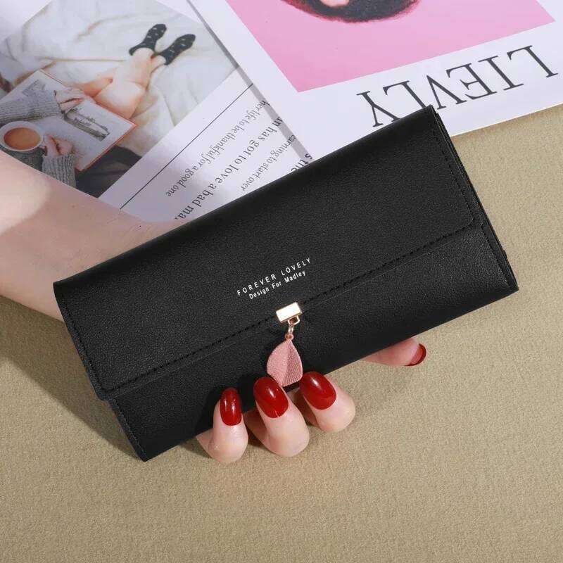 Simple Solid Color Long Wallet, Casual All-Match Card Coin Purse, Portable Clutch Bag C260304