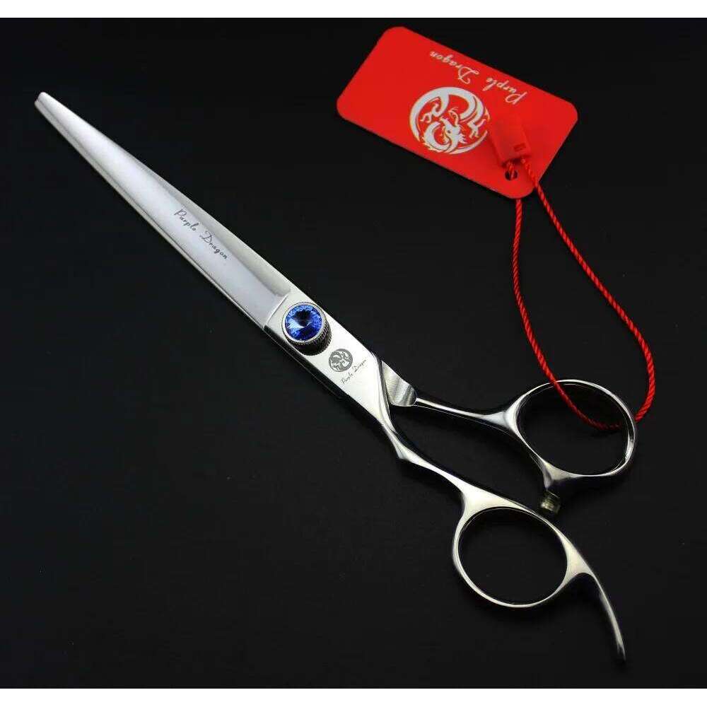 612# 7'' Left Hand Brand Purple Dragon High-Class Hairdressing 440C Big Gem Dogs Cats Pets Cutting Shears Hair Scissors H260303