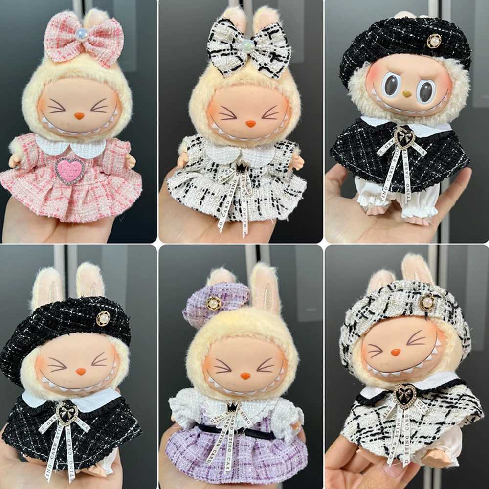 For 17cm Labubu Idol Lovely Casual Stylish Suits Dresses Hats set Mini Plush DollS Clothes Outfit Accessories Clothing GiftT260304