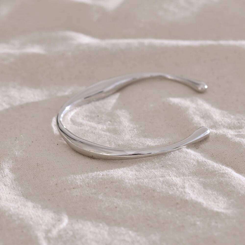 NiNice Minimalist 316L Stainless Steel Smooth Metal Round Cuff Bracelet Bangle Waterproof Distinctive Charm Jewelry New XJ260303