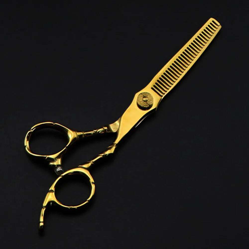 Professional Japan 440c steel 6 '' Gold hair cutting haircut thinning barber tools cut shears hairdresser scissors H260303