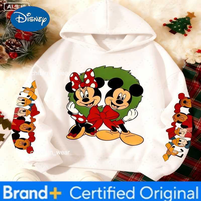 Disney Winter Christmas Mickey Pattern Long Sleeved Hoodies Families Festive Atmosphere Gift Men Women Family Parent-Child Sweatwear H260304