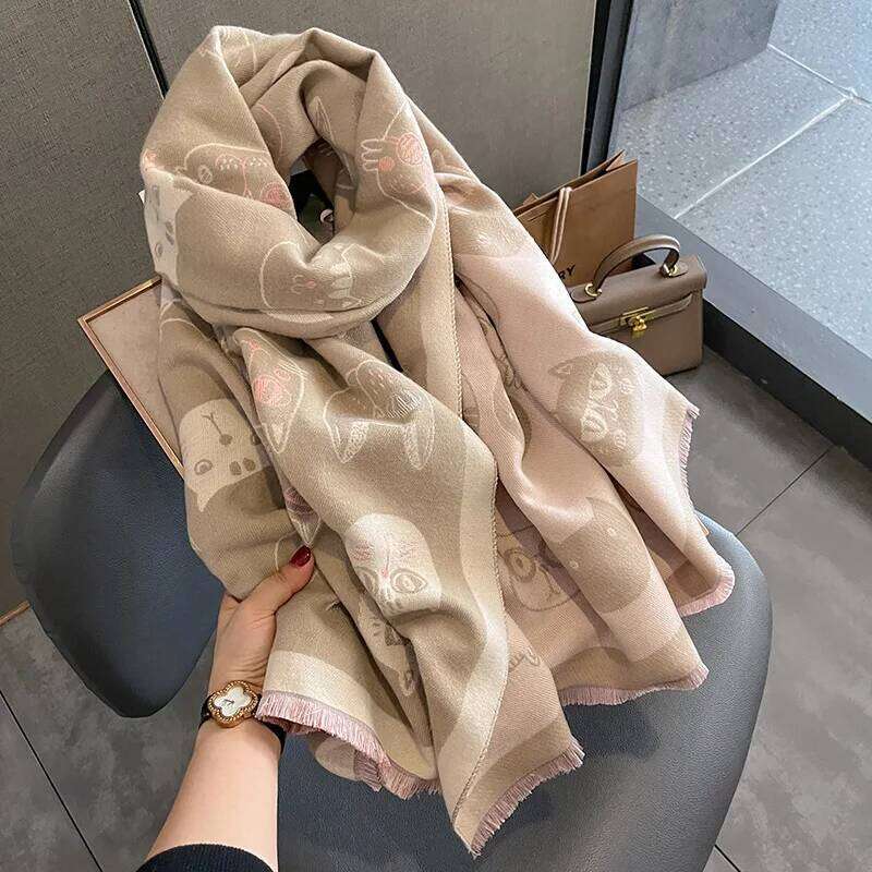 Cute Thickened Tassel Warm Scarf For Women Long Pashmina Shawl Faux Cashmere Warps Autumn Winter High Quality Blanket XJ260304