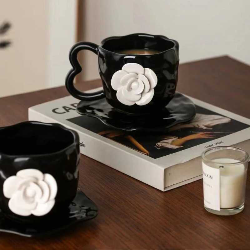 Creative Three-dimensional White Flower Ceramic Coffee Mug Delicate Afternoon Tea Dessert Snack Tea Cup Birthday Gift Home DecorT260304