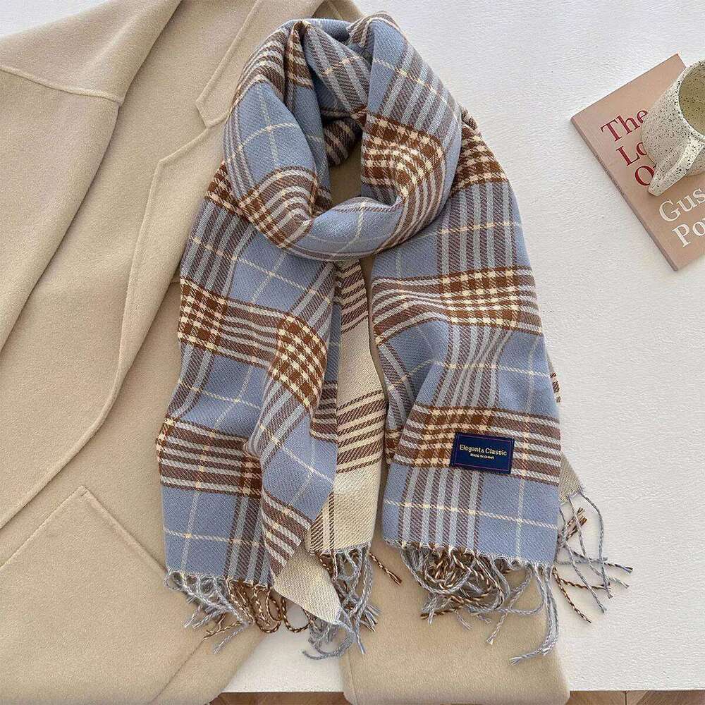 100 Color Autumn Winter Classic Plaid Scarf Women Cashmere Tassels Scarves Thickened Warm Shawl Windproof Pashmina Neckerchief XJ260304