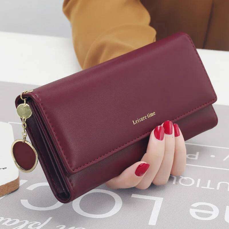 Fashion Women Wallets Brand Letter Long Tri-fold Wallet Purse Fresh Leather Female Clutch Card Holder Cartera Mujer C260304