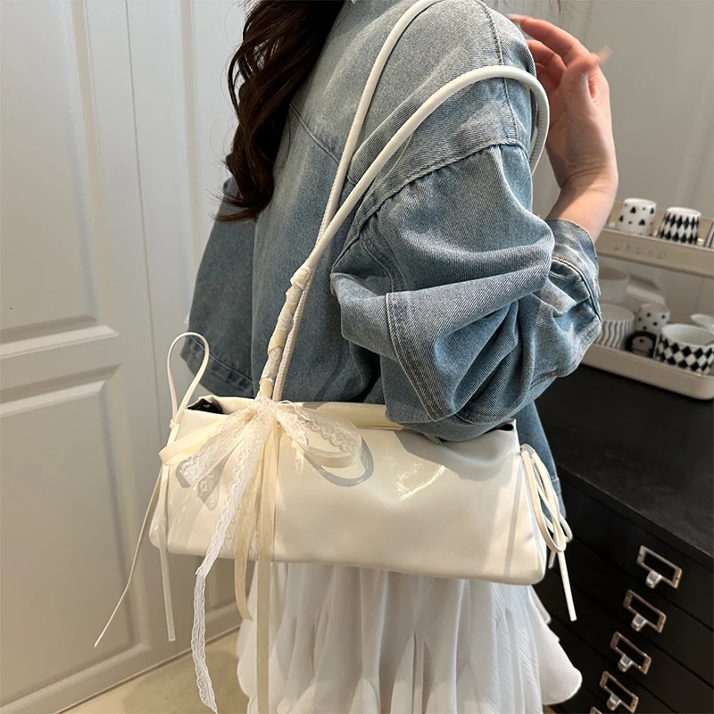 French Elegant Square Bag Korean Bow Decoration Pu High-quality Bag Niche Simple Ballet Style Shoulder Bag Casual Women Bags 260306