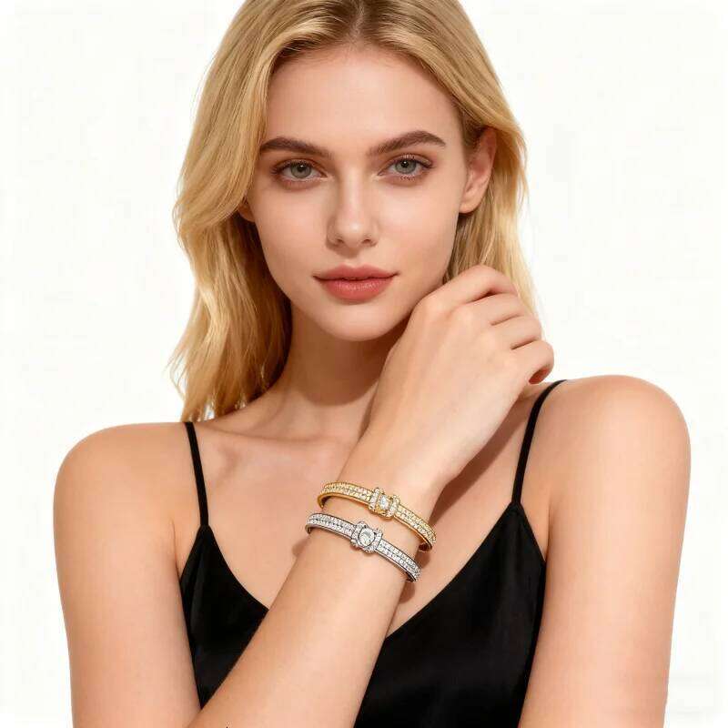 Fashionable and personalized oval bracelet with diamond inlay, high-end feel bracelet, women's fashion temperament, handmade acc XJ260303