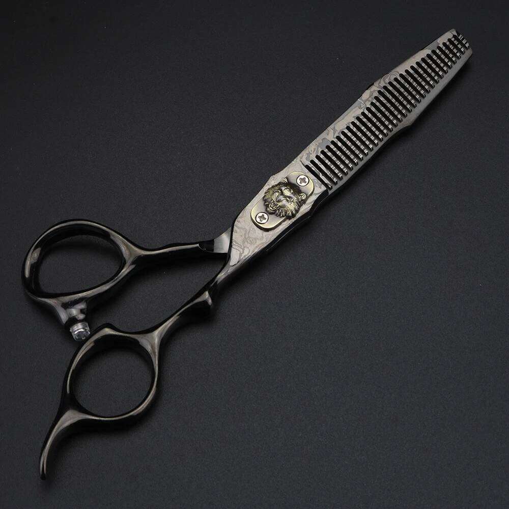 XUANFENG 6 inch Black Damascus Hair Barber Cutting and thinning Scissors JP440C H260303