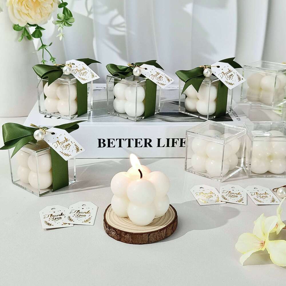 5/10/20 Sets of Scented Bubble Candles, Small Cube Candles for Baby Shower Favors, Gender Reveal Party Decorations, Wedding W260304