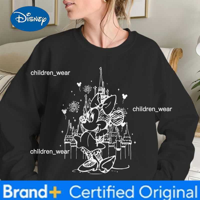 Disney Vintage Mickey Mouse Minnie Castle Graphic Sweatshirt Women Men Casual Classic Character Pullover Couple Valentine Sweatshirts H260304