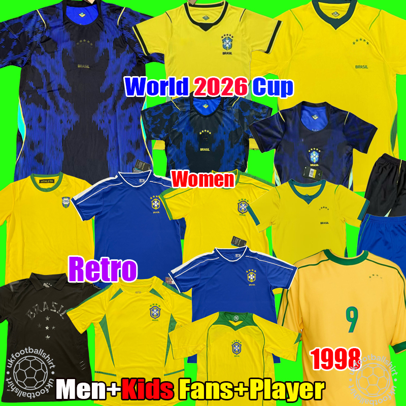 2026 Brazil Soccer Jersey Retro footbal shirt 26 27 L.PAQUETA NEYMAR VINI JR. P.COUTINHO RICHARLISON G.JESUS T.SILVA BRUNO G. PELE CASEMIRO men kids kit Camiseta de Futbol
