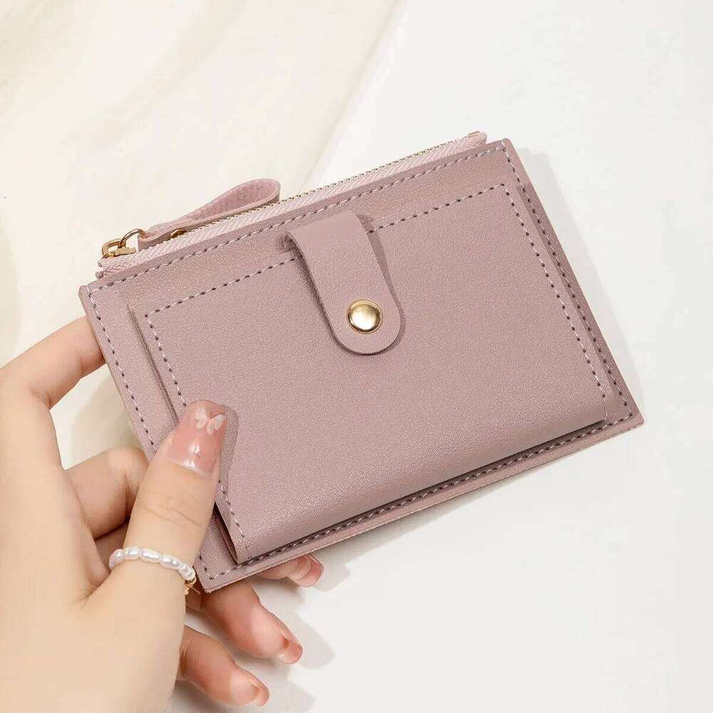 Minimalist and fashionable short bag, ultra-thin mini PU leather zero wallet, women's credit card holder wallet C260304