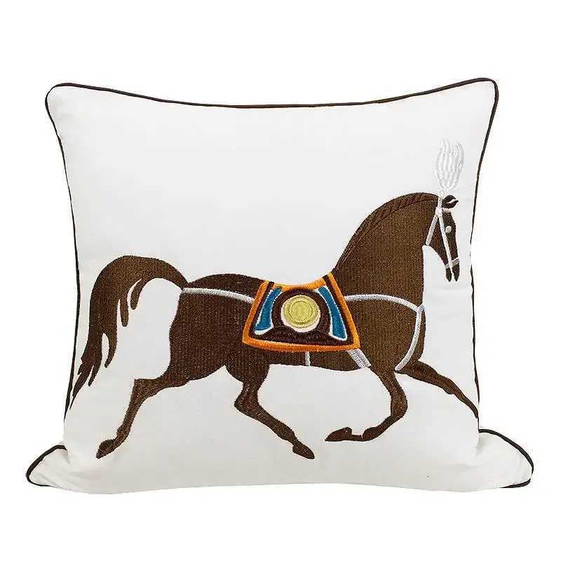 Horse Embroidery Pillow Cover, Luxury Decor for Couch Sofa, No Insert IncludedT260304