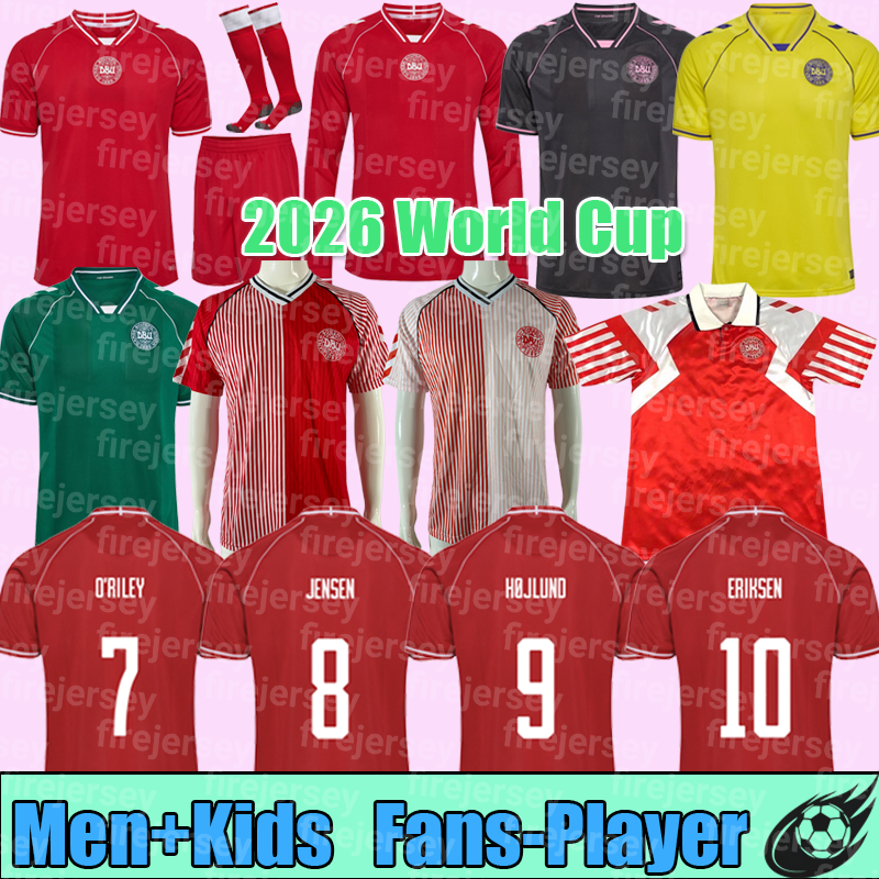 Denmark jersey 2026 World Cup Home away soccer jersey Retro 1986 1992 football shirt kits men kids set 26 27 fans player Long sleeves 86 82