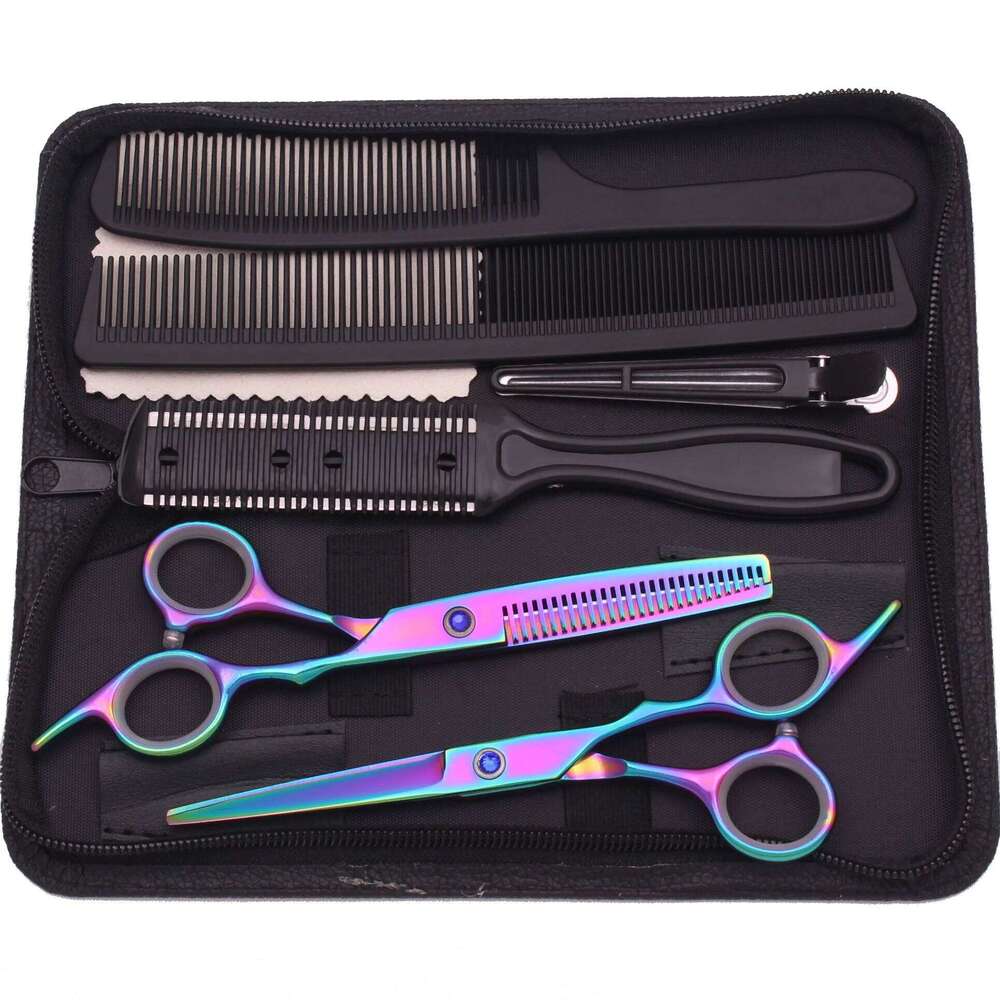 6.0'' Professional Hair Scissors Cutting Shears Thinning Hairdressing Haircut Razors Comb Set Salon Barber & Home Dropshipping H260303