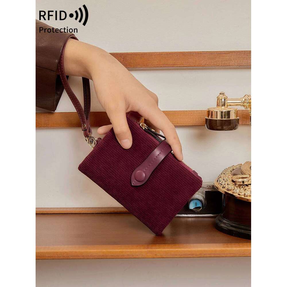MIYIN Small Bifold Leather Wallet RFID Blocking Women's Wristlet with Card Holder ID Window Coin Purse Zipper Clutch C260304