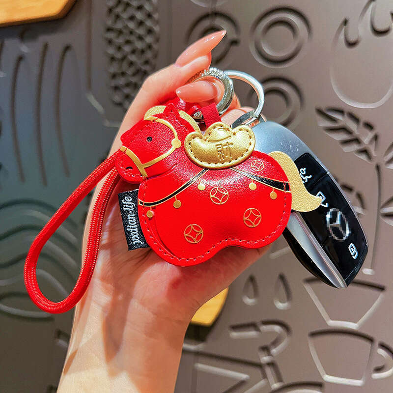 Leather Lucky Keychain Cute National Trend Zodiac Horse High-End Bag Pendant New Year Small Gift