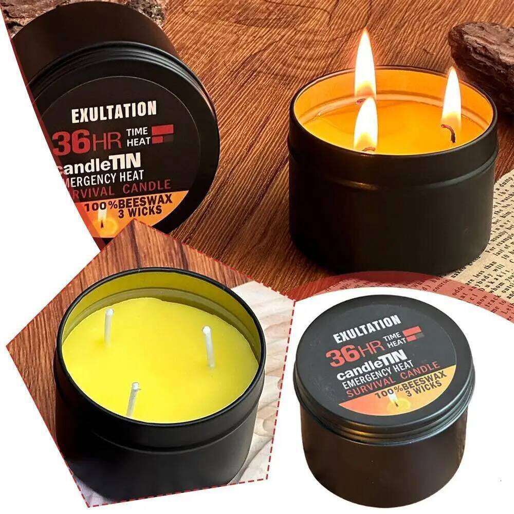 Emergency 36 Hour 3 Wick Long Lasting Beeswax Survival Candle with Aroma for Home Camping Fishing W260304