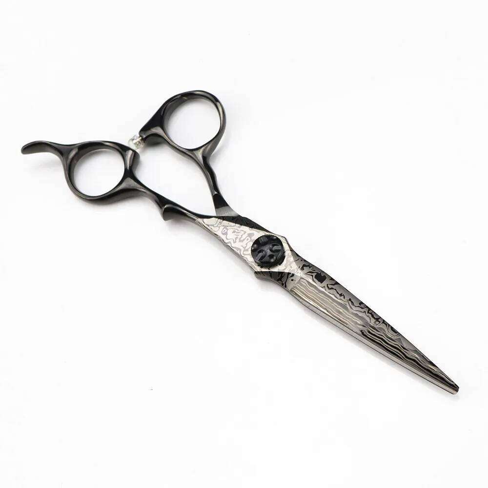 Professional 6 '' Black Damascus hair screw cutting barber tools haircut thinning shears hairdressing scissors H260303
