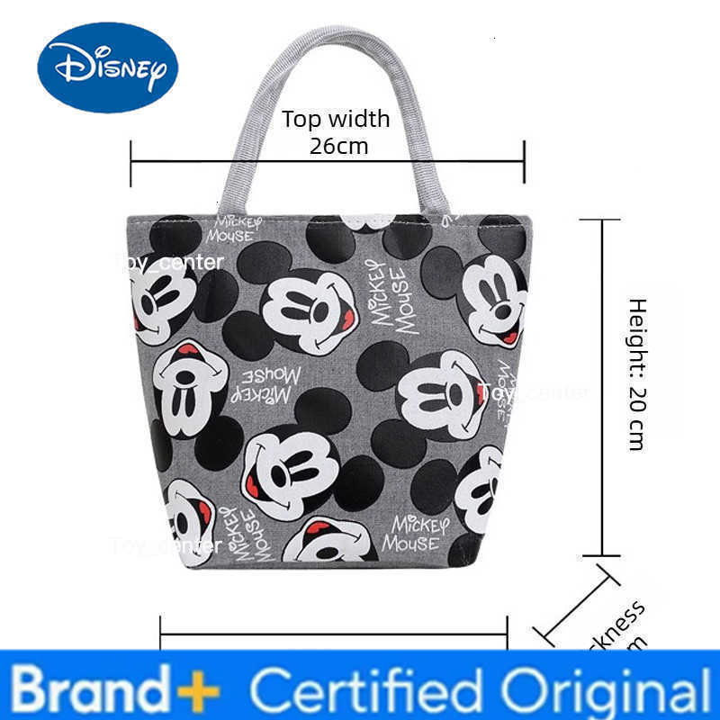 Disney Mickey Mouse Tote Bag Small Canvas Women Handbag Student Lunch Pouch Picnic Travel Bento Cartoon Shopping Bag with Zipper H260304