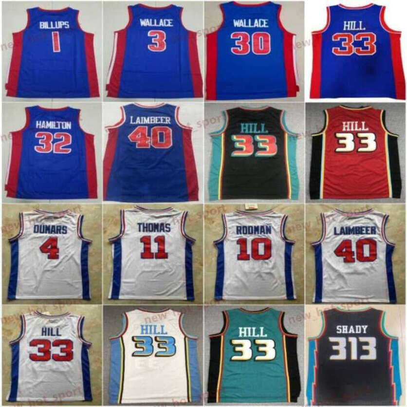 Vintage Basketball Jersey Chauncey Billups Ben Wallace Joe Dumars Dennis Rodman Isiah Thomas Rasheed Richard Hamilton Grant Hill Bill Laimbeer Classic Retro