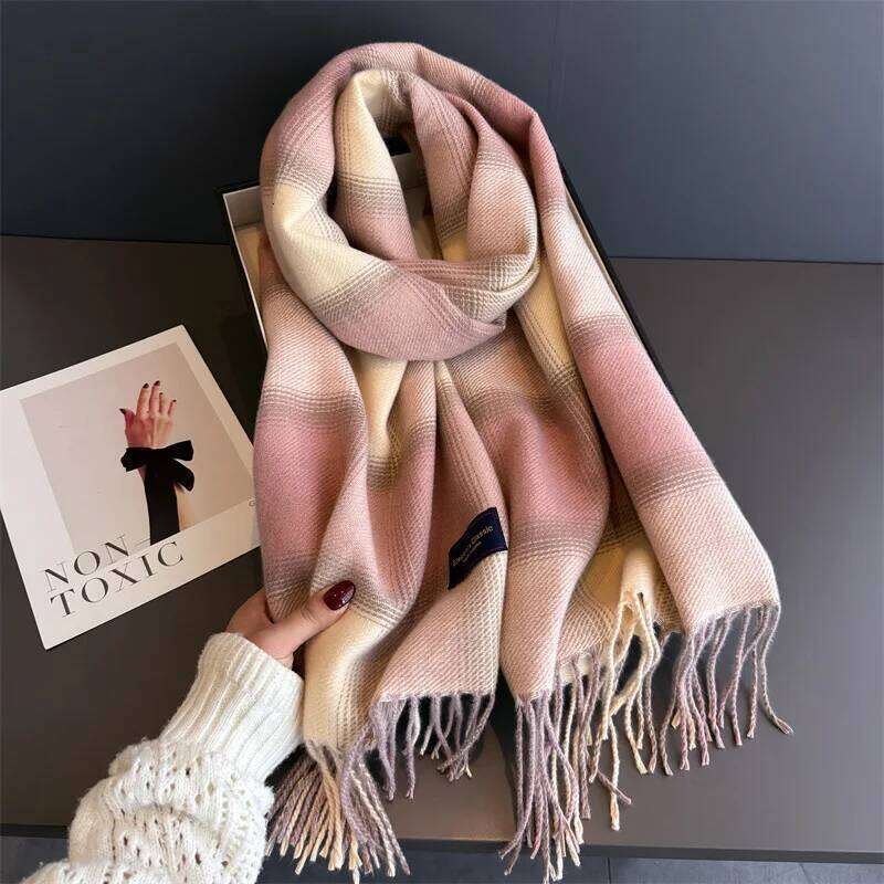 Winter Color Thickened Scarf For Women Men Neck Keep Warm Tassel Pashmina Shawl Faux Cashmere Warps Autumn Elegant Blanket XJ260304