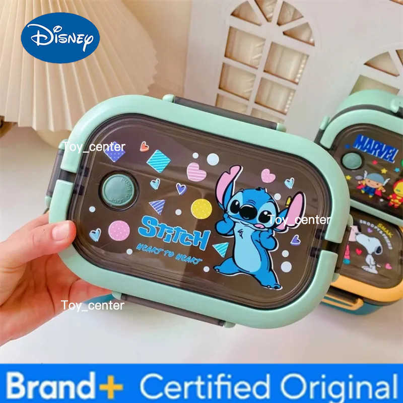 Cartoon Stitch Lunch Box Cute Microwave Leakproof Portable Bento Box Boy Girl Double/Single Layer Large Capacity Food Container H260304