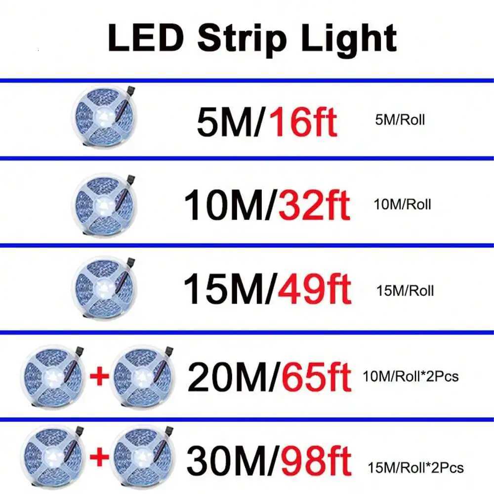 12V Led Strips Lights 5-30M Smart Wifi Alexa SMD 5050 Rgb Led Tape 220V Neon Strips Music Sync Colorful Room Band Decoration H260304