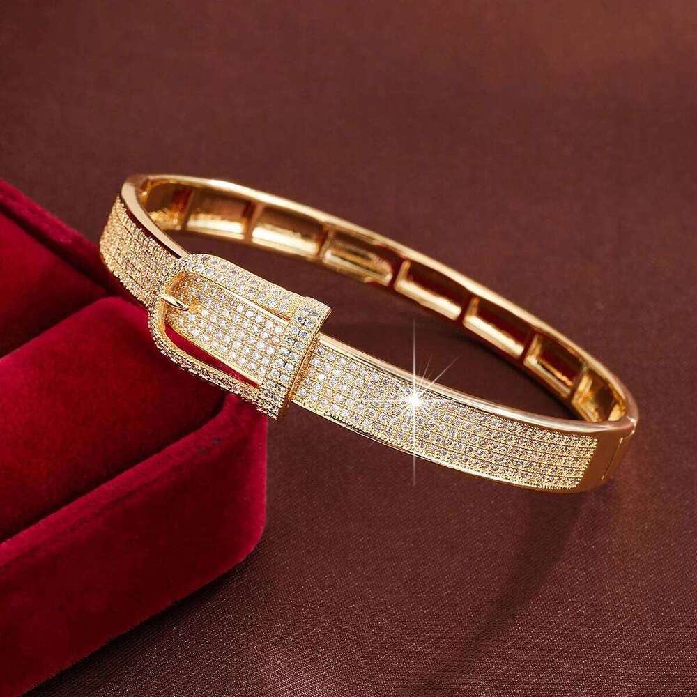 Trendy Belt Buckle Design Synthetic Zirconia Women's Bracelet For Banquets And Gifts Jewelry Accessory XJ260303