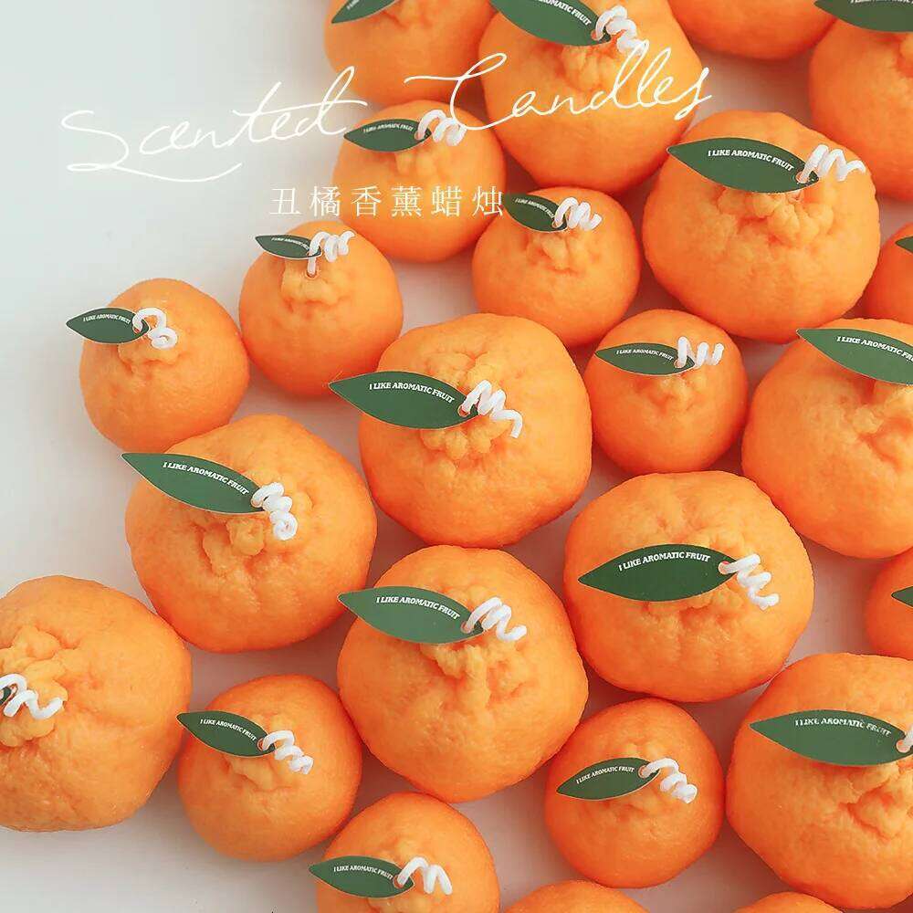 Tangerine Scented Candle, Handmade Souvenir, Small Gift, Photo Session, Imitation Fruit, Spring Festival, Lucky New Year Gift W260304