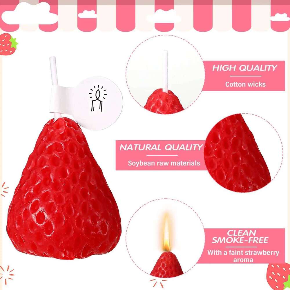 1/2/4/8pcs Strawberry Shape Candle Handmade Scented Aromatherapy Wax for Birthday Wedding Party Gift New Year Home Decoration W260304