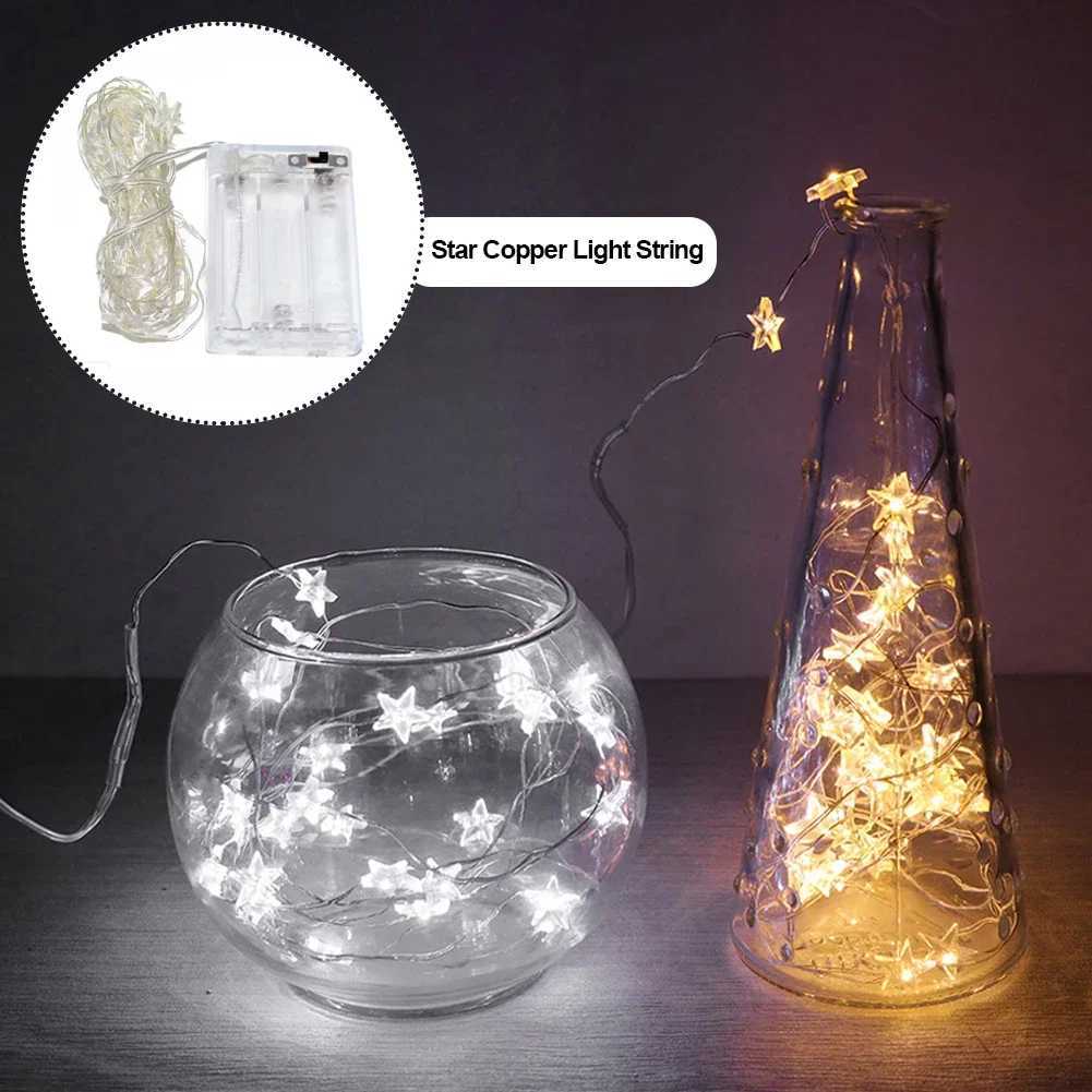 1/2/5M Star Copper Light String Room Decoration LED Fairy Lights Christmas Xmas Decorative Garland LED String Light AA Battery H260304