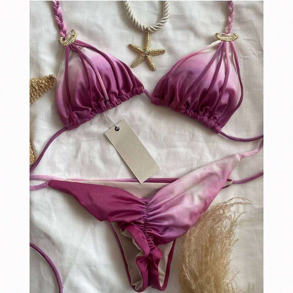 2025 New Bikini Sexy Tie Dye Split swimwear for woman Swimwear Women Y260303