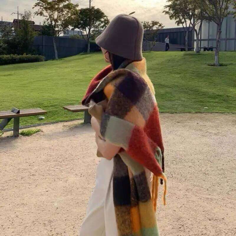 NEW Luxury Winter Thick Warm Scarf Women Cashmere Shawl and Wraps Pashmina Neckerchief Bufanda Female Long Tessel Echarpe 2023 XJ260304