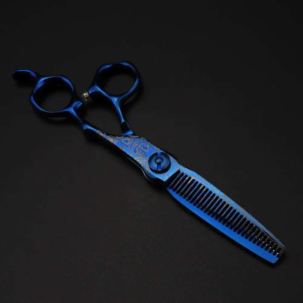Professional 6 '' Upscale scissor Blue Damascus hair cutting barber tools haircut thinning shears hairdresser scissors H260303
